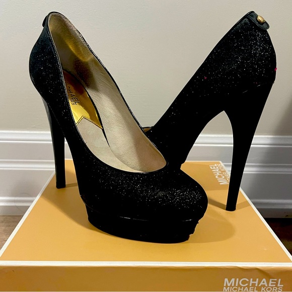 Michael Kor Black Sparkle High Heels - Picture 1 of 5